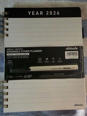 2026 White & Black Erasable Cover Planner